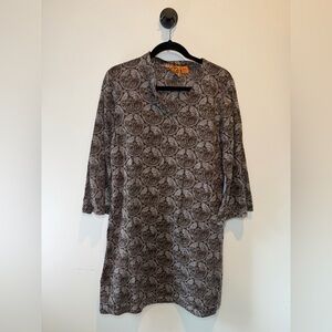 Tory Burch Brown and Cream Elephant Print dress